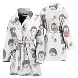 Hedgehog Pattern Print Design 02 Women's Bathrobe