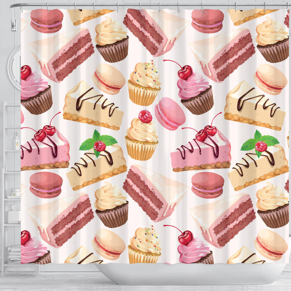 Cake Cupcake Sweets Pattern Shower Curtain Fulfilled In US
