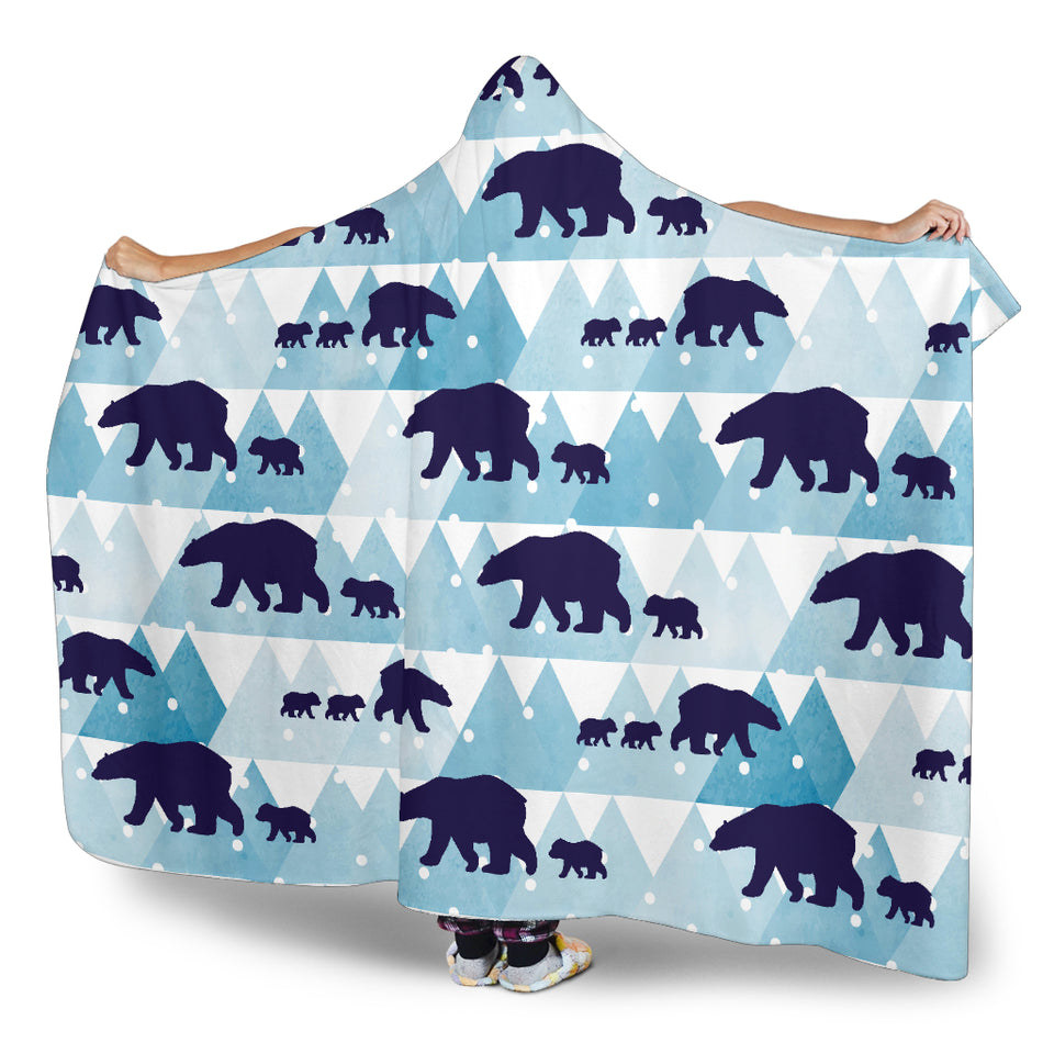 Polar Bear Winter Snow Pattern Hooded Blanket