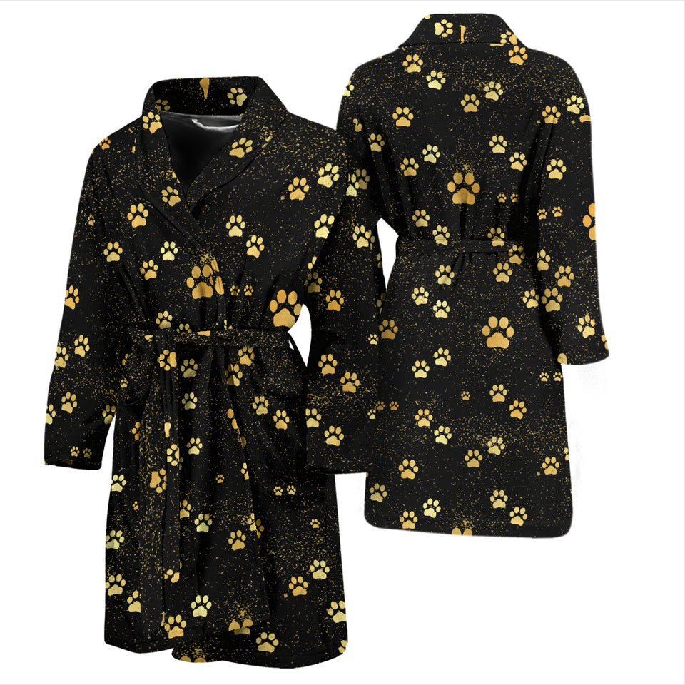 Dog Paws Pattern Print Design 05 Men's Bathrobe