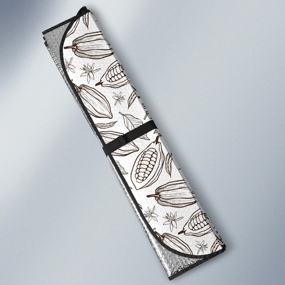 Cocoa Beans Leaves Pattern Car Sun Shade
