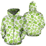 Lime Design Pattern Zip Up Hoodie