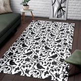 Crow Dark Floral Pattern Area Rug