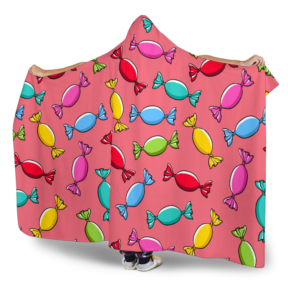 Colorful Wrapped Candy Pattern Hooded Blanket