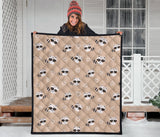 Cute Raccoon Heart Pattern Premium Quilt