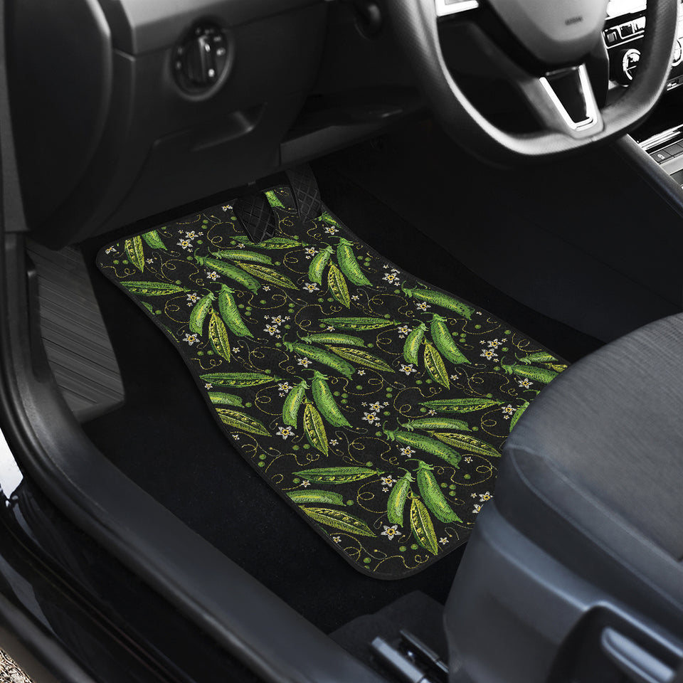 Green Peas Pattern Print Design 02 Front and Back Car Mats