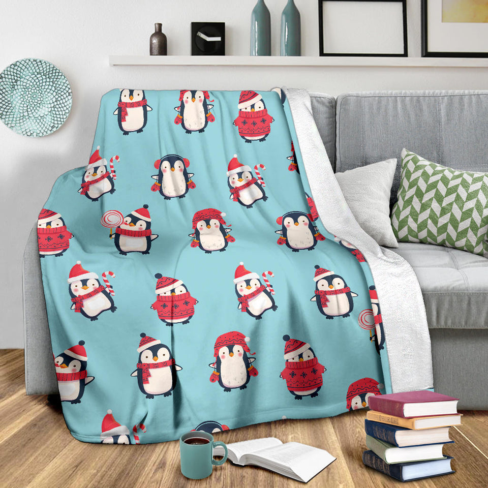 Cute Penguin Christmas  Design Pattern Premium Blanket