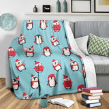 Cute Penguin Christmas  Design Pattern Premium Blanket