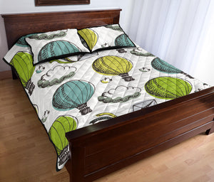 Hot Air Balloon Bird Cloud Pattern Quilt Bed Set