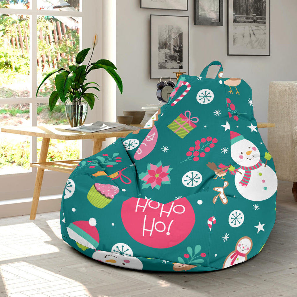 Snowman Bird Decorative Elements Christmas Pattern Bean Bag Cover