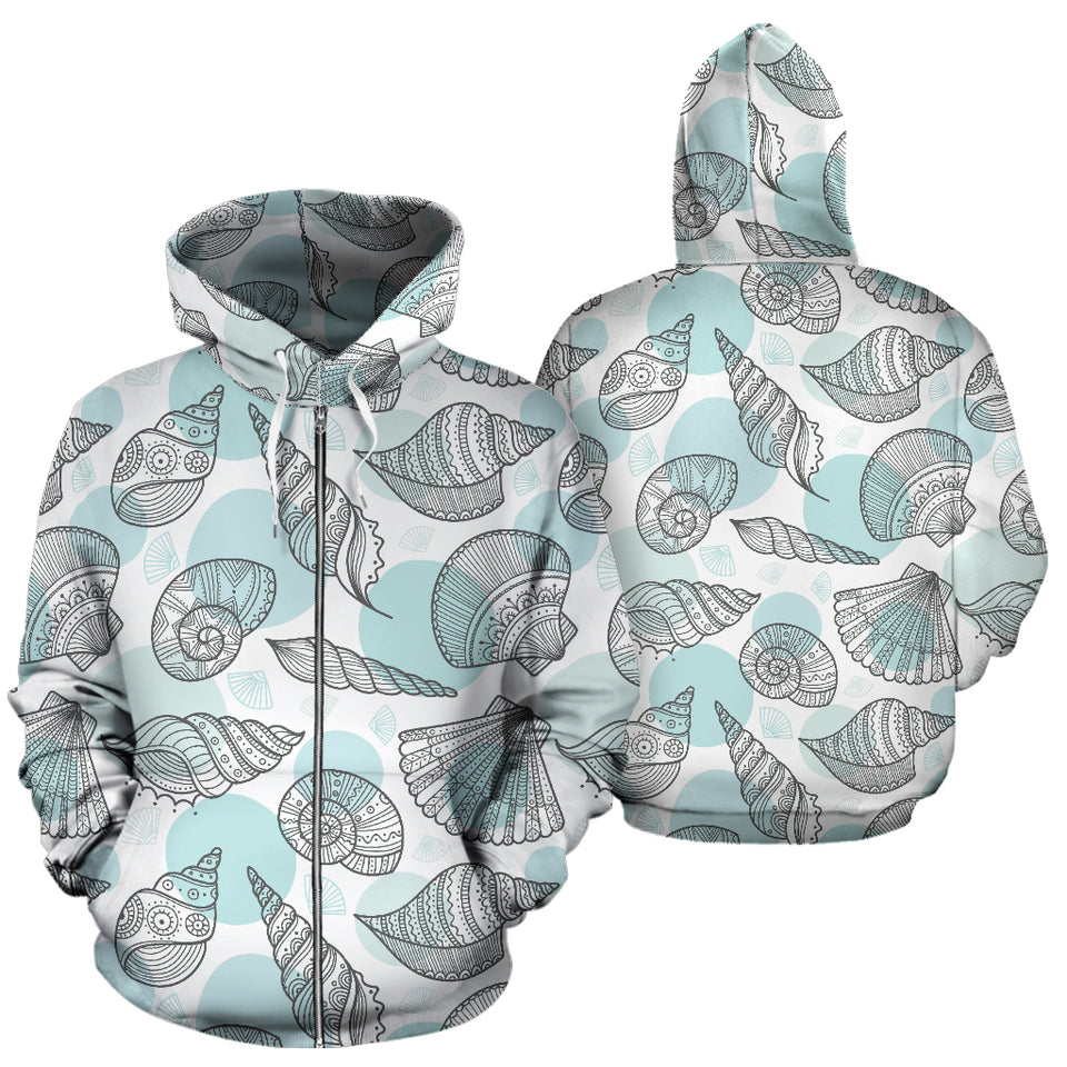 Shell Polynesian Tribal  Zip Up Hoodie