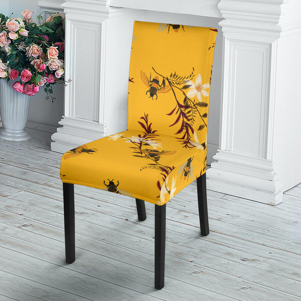 Bee Flower Pattern Dining Chair Slipcover