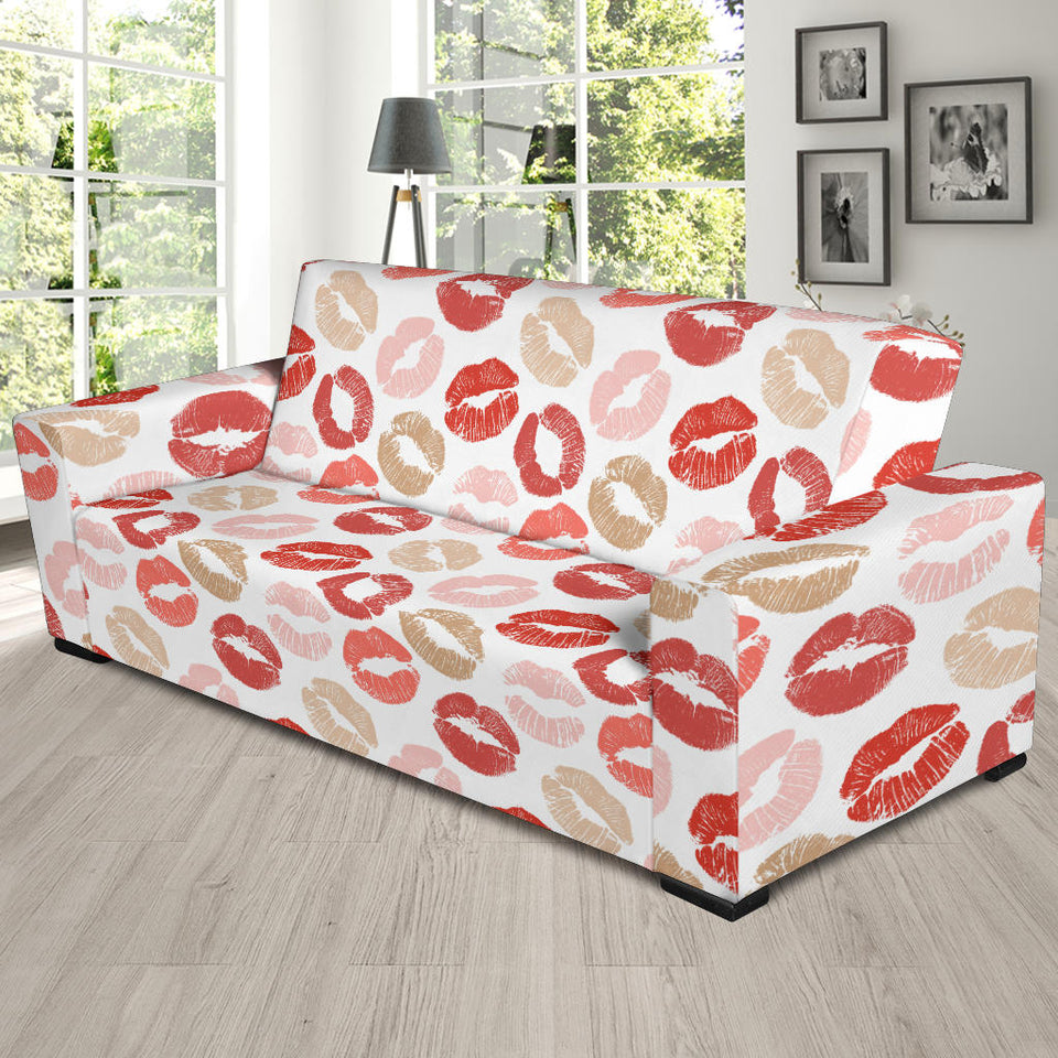 Lips Pattern Print Design 04 Sofa Slipcover