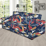 Blue Red Dragon Cloud Pattern Sofa Slipcover