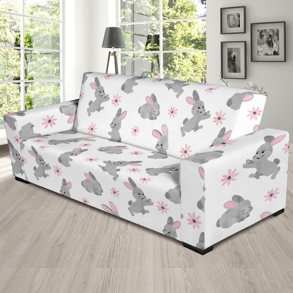 Watercolor Cute Rabbit Pattern Sofa Slipcover