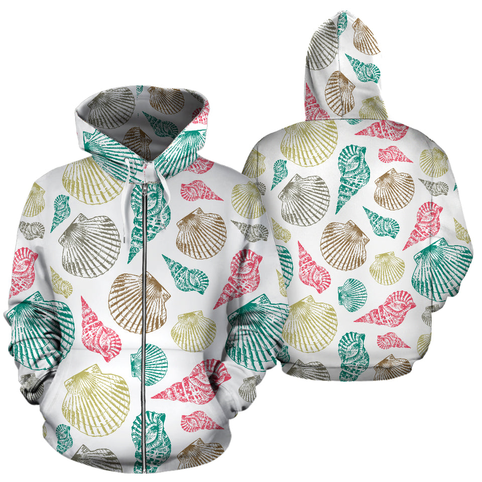 Colorful Shell Pattern Zip Up Hoodie