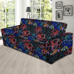 Octopus Sea Wave Tropical Fishe Pattern Sofa Slipcover
