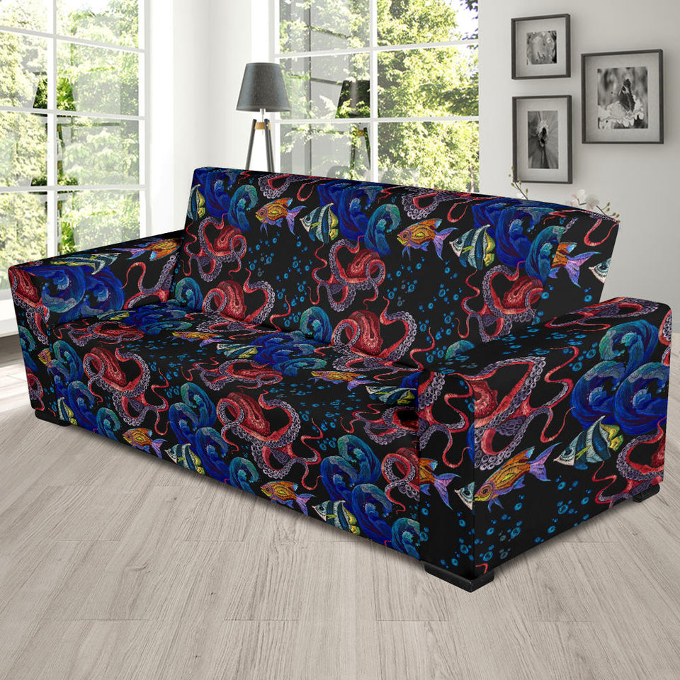 Octopus Sea Wave Tropical Fishe Pattern Sofa Slipcover