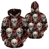 Red Snake Skull Pattern Men Women Pullover Hoodie