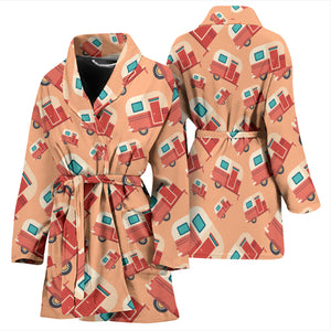 Camper Van Pattern Print Design 03 Women's Bathrobe