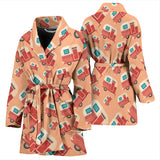 Camper Van Pattern Print Design 03 Women's Bathrobe