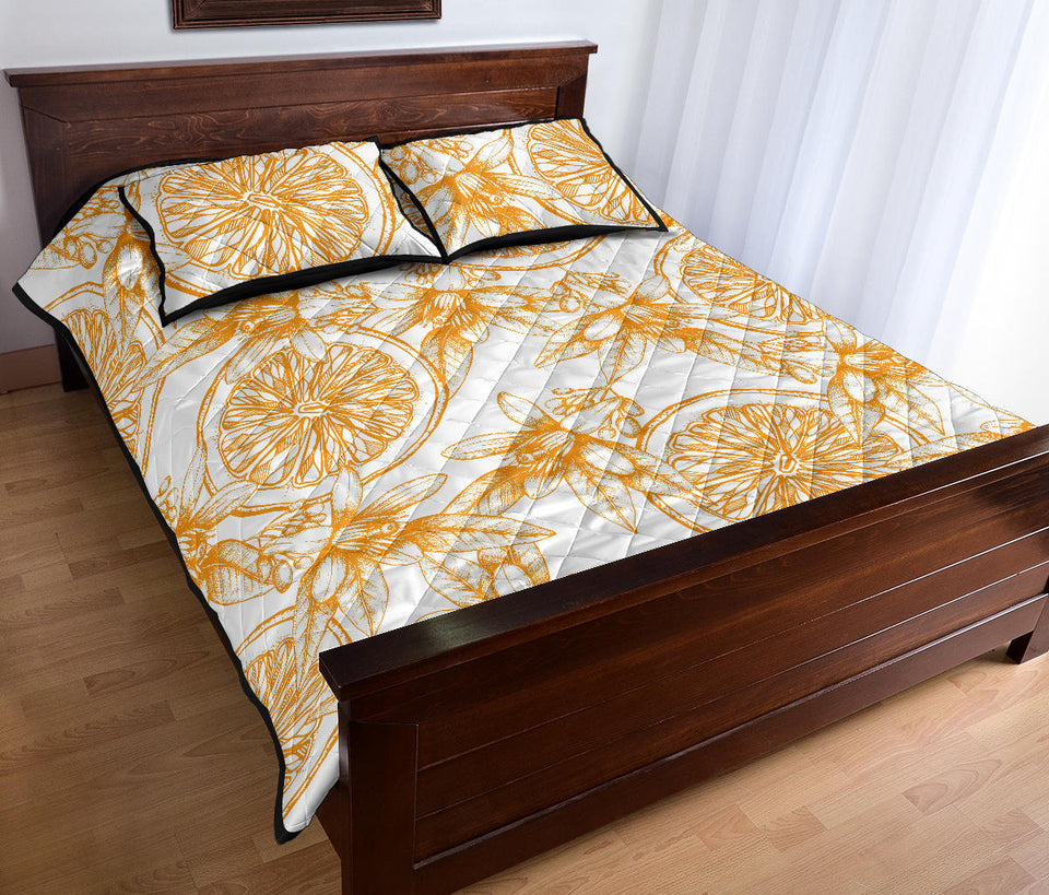 hand drawn orange fruit pattern Quilt Bed Set