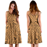Bengal Tigers Pattern Sleeveless Midi Dress