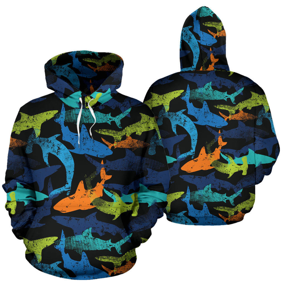 Colorful Shark Men Women Pullover Hoodie
