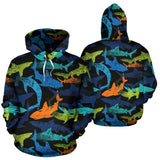 Colorful Shark Men Women Pullover Hoodie