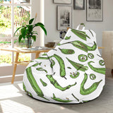 Hand Drawn Sketch Style Green Chili Peppers Pattern Bean Bag Cover