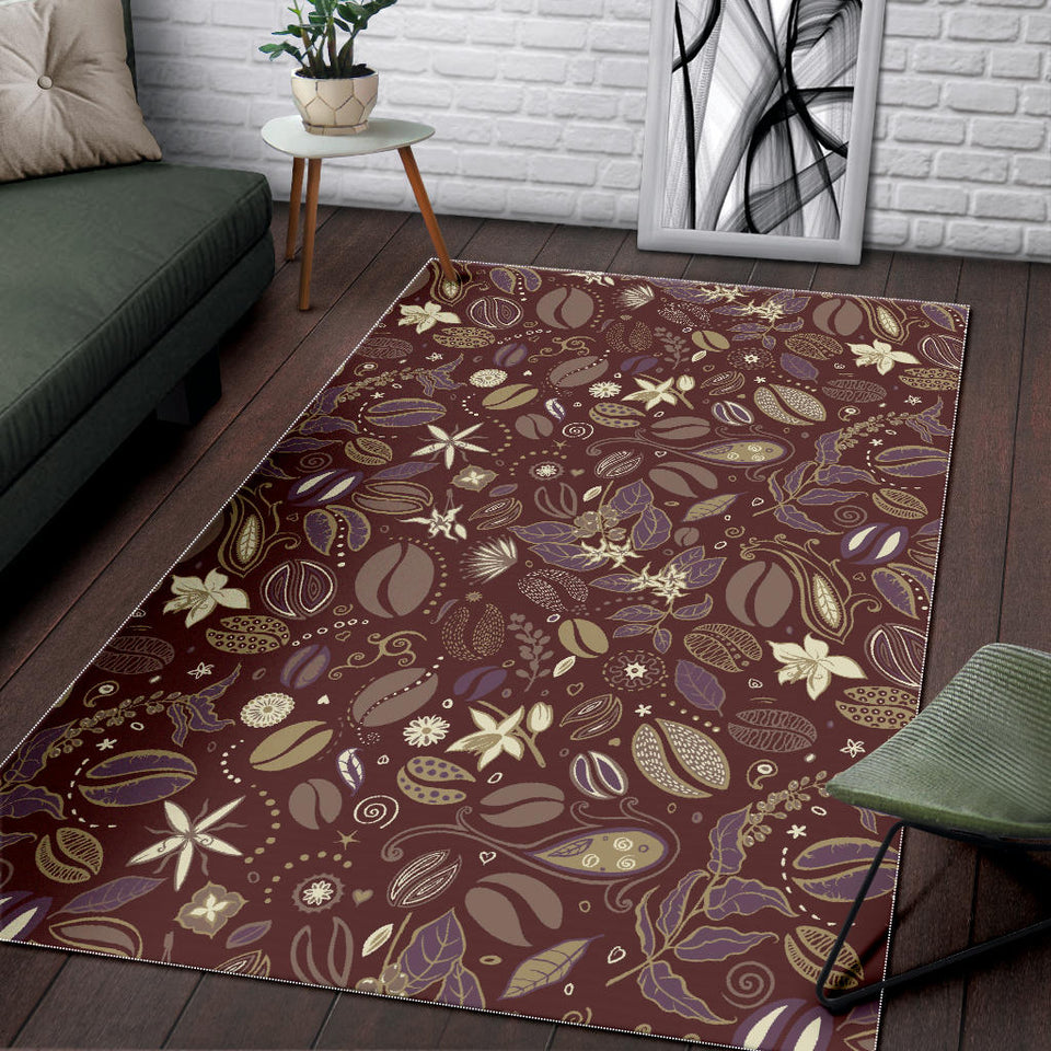 Coffee Bean Flower Pattern Area Rug