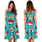Cute Sushi Pattern Sleeveless Midi Dress