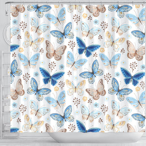 Blue Butterfly Pattern Shower Curtain Fulfilled In US