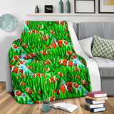 Clown Fish Pattern Print Design 01 Premium Blanket