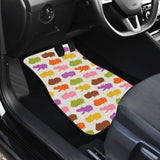 Hippopotamus Pattern Print Design 01 Front and Back Car Mats