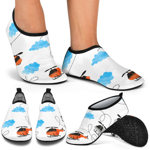 Watercolor Helicopter Cloud Pattern Aqua Shoes