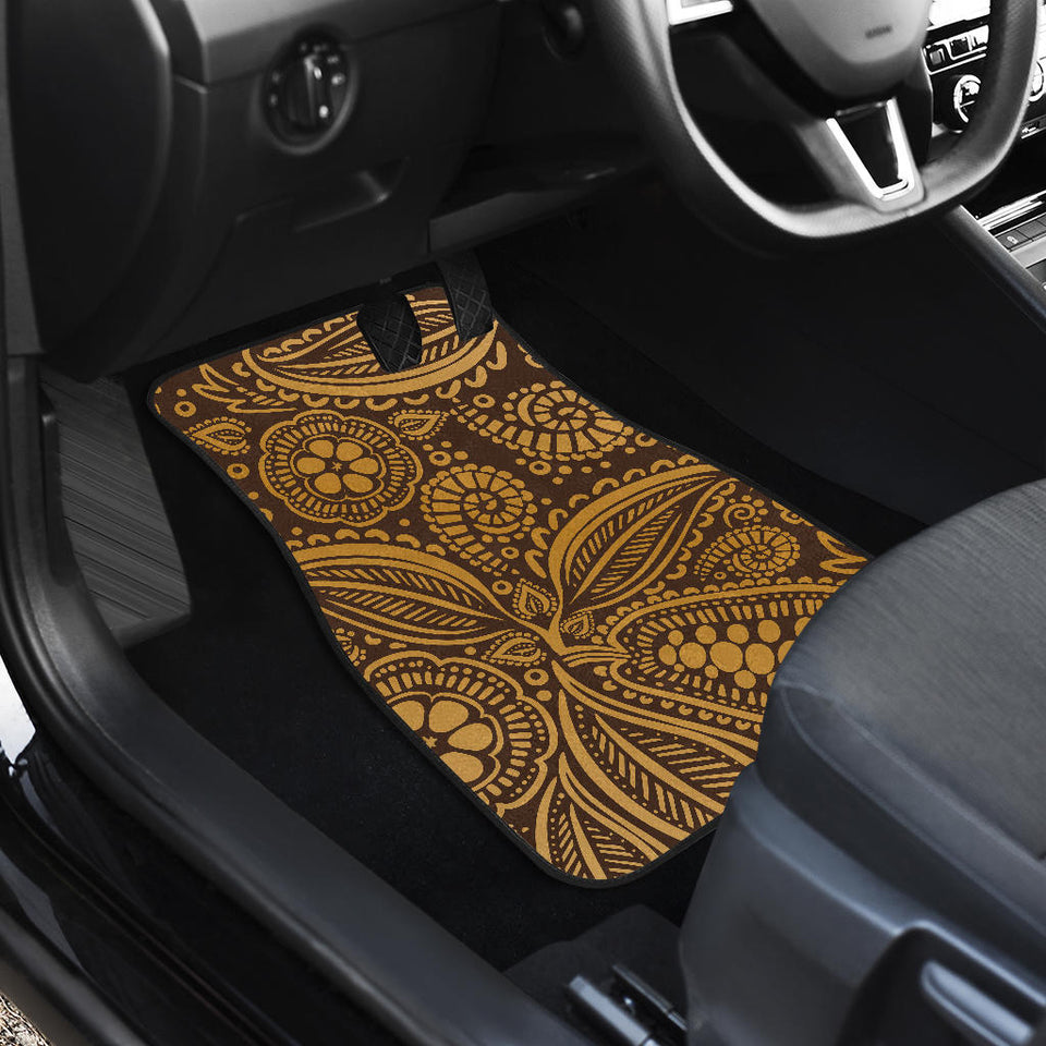 Cocoa Beans Tribal Polynesian Pattern Background Front And Back Car Mats