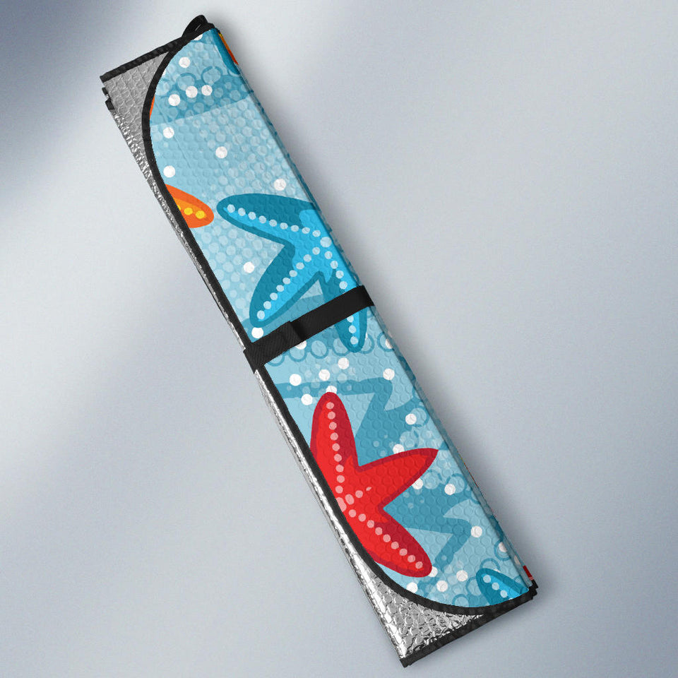Blue Red Orange Starfish Pattern Car Sun Shade