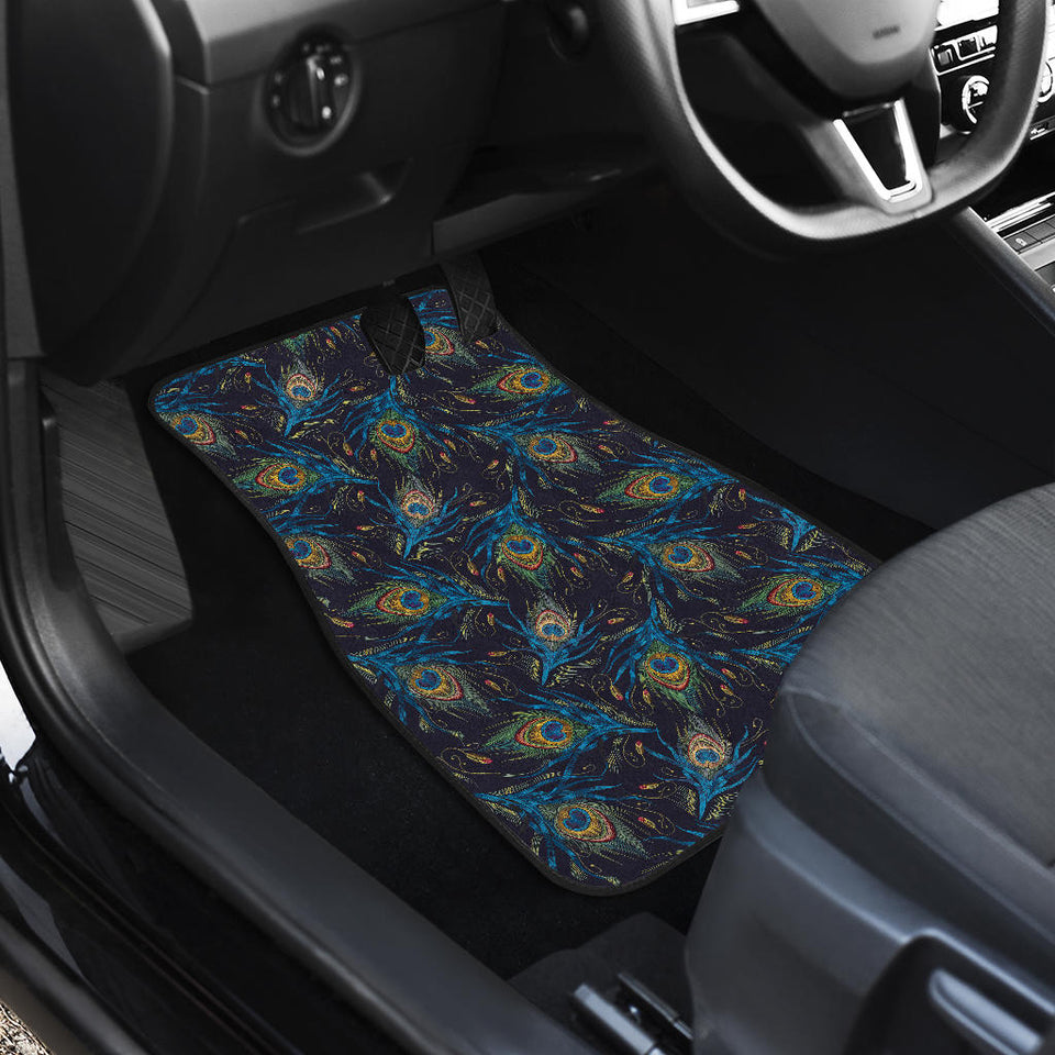 Beautiful Peacock Feather Pattern Front Car Mats
