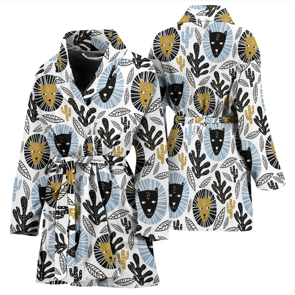 Lion Pattern Print Design 05 Women's Bathrobe