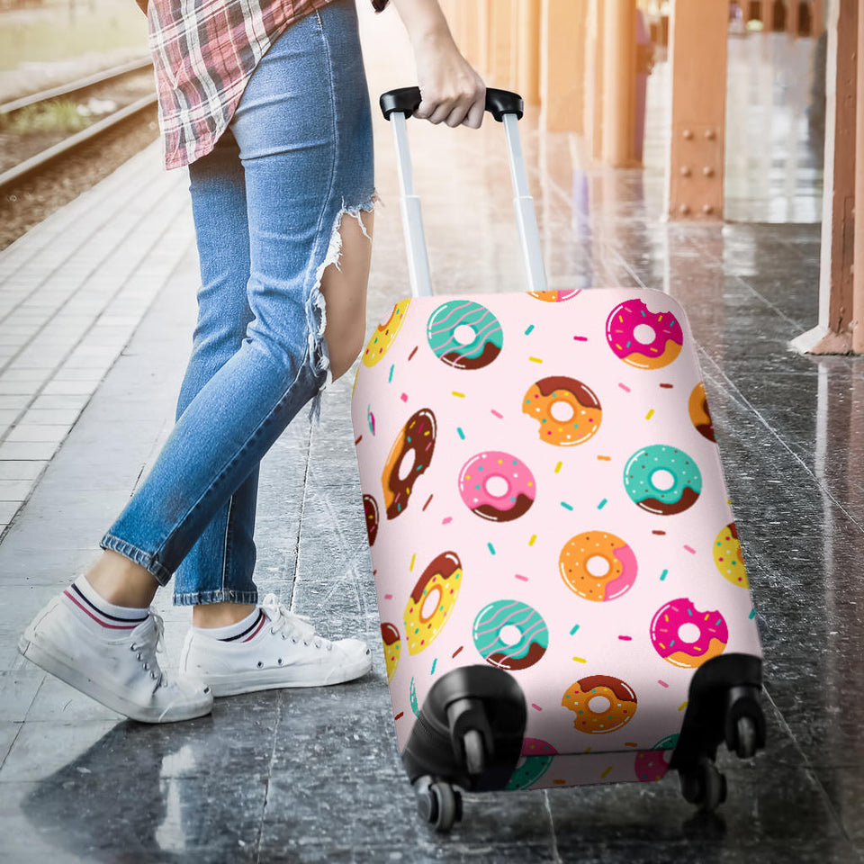 Donut Pattern Glaze Pink Background Luggage Covers