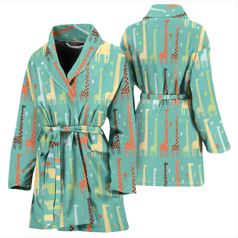 Giraffe Pattern Print Design 01 Women's Bathrobe