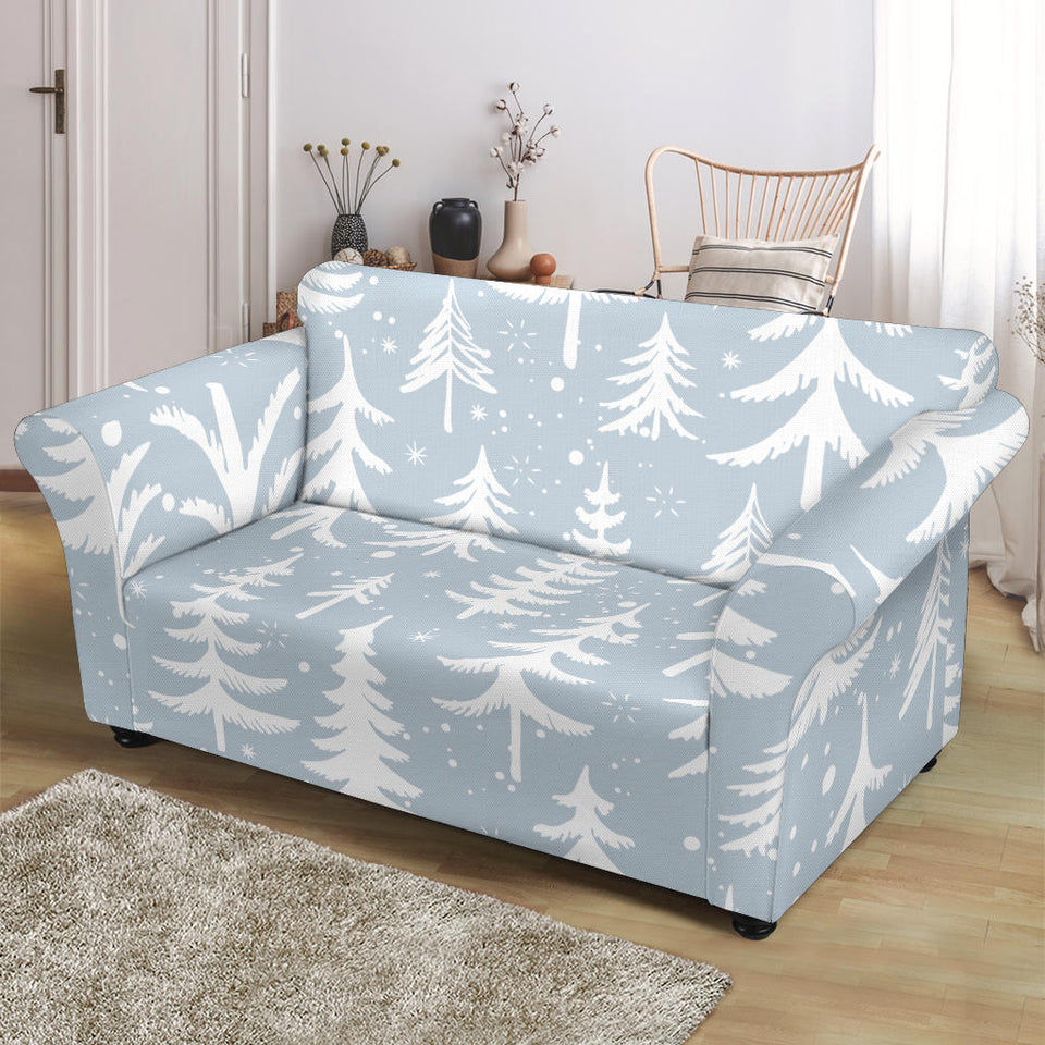 Christmas Tree Winter Forest Pattern Loveseat Couch Slipcover