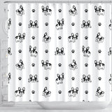 Cute French Bulldog Paw Pattern Shower Curtain Fulfilled In US