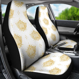 Gold Ornamental Lotue Waterlily Symbol Pattern Universal Fit Car Seat Covers
