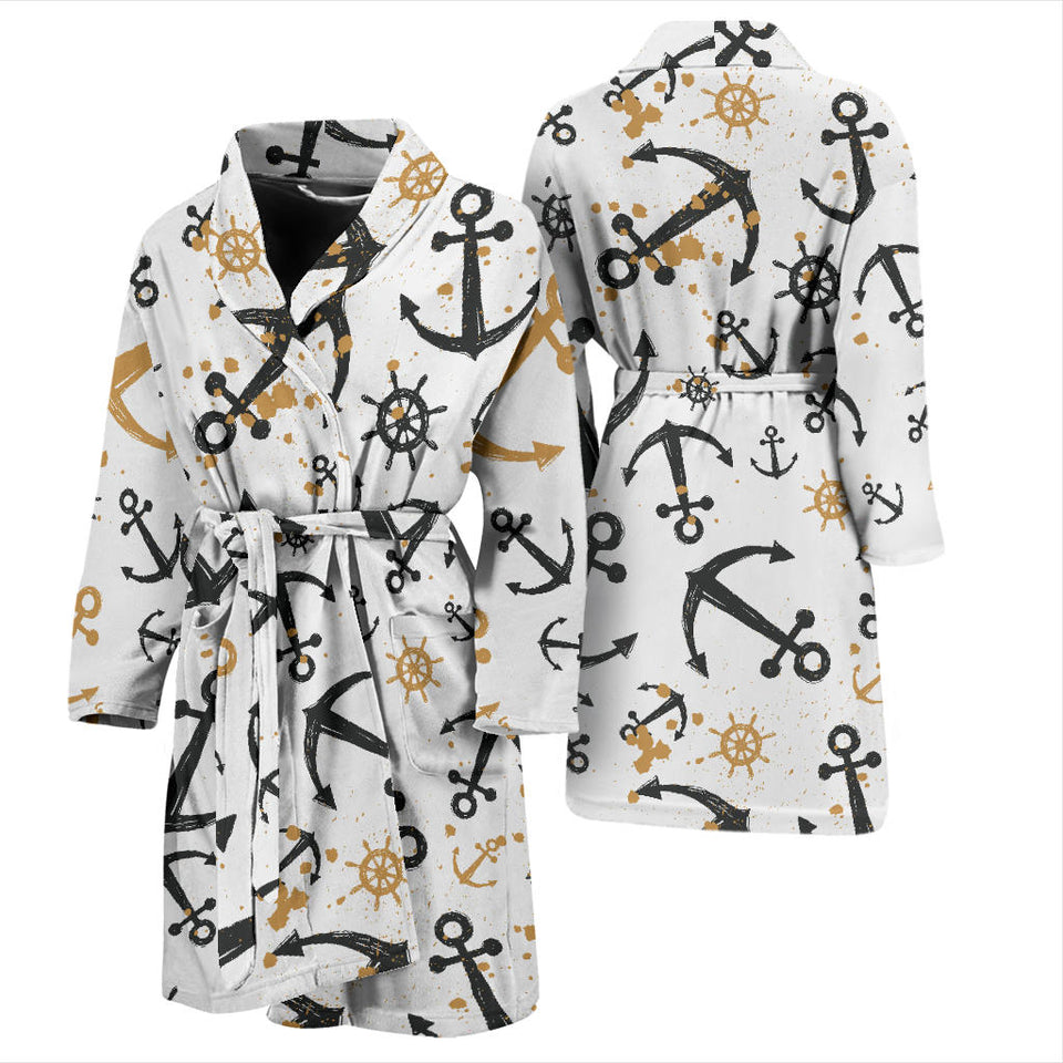 Anchors Rudders Pattern Men'S Bathrobe