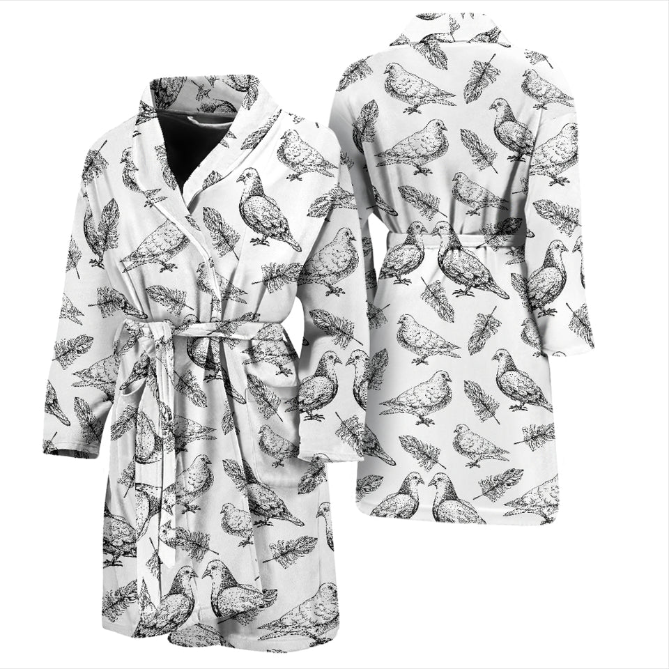Pigeon Pattern Print Design 05 Men's Bathrobe