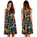 Colorful Snake Plant Pattern Sleeveless Midi Dress