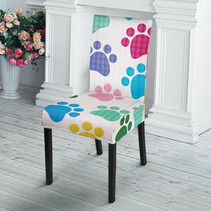Dog Paws Pattern Print Design 01 Dining Chair Slipcover