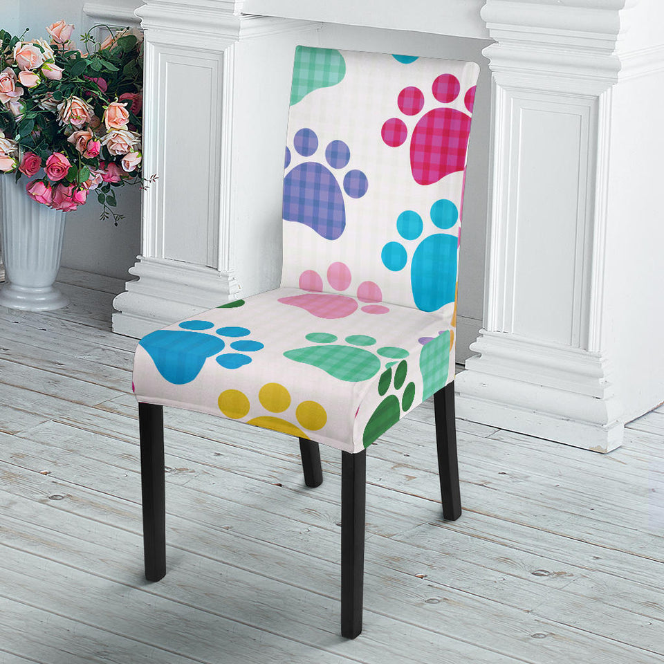 Dog Paws Pattern Print Design 01 Dining Chair Slipcover